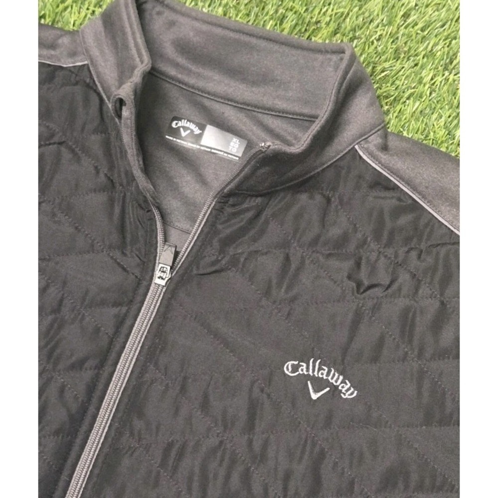 Callaway Golf Jacket Mens XL Full Zip Black Gray Quilted Insulated Performance